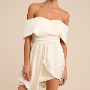 Women’s Lulu's Off-Shoulder Cream Mini Dress
